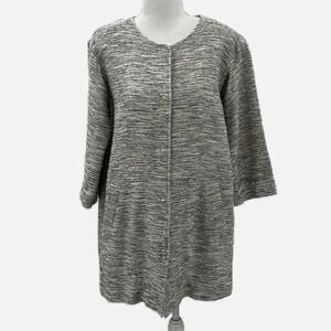 Eileen Fisher Snap Front Cotton Blend 3/4 Sleeve Jacket - Size Medium